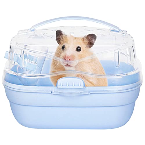 KAMEIOU Himmelblauer Reisekäfig für kleine Tiere, Hamster, Igel, Meerschweinchen, Tragetasche für Hamster, Reisekäfig mit Griff, atmungsaktiv, für kleine Tiere, Auto, Käfigträger von KAMEIOU