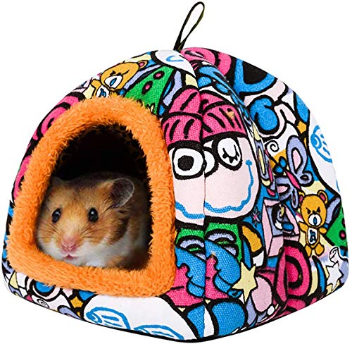 Kleintier-Hamster Igel kleines Meerschweinchen Bett Versteck Haus waschbar warm Cartoon-Hamster Igel Chinchilla Frettchen Meerschweinchen Käfig-Hängematte Betten für Kleintiere Meerschweinchen Zubehör von KAMEIOU