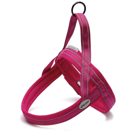 Record Hundegeschirr Dolomiti – Farbe Fuchsia – Größe M – Umfang 62 – 72 cm – Material: Nylon geflochten mit reflektierenden Bändern 3M ScotchLite von Record