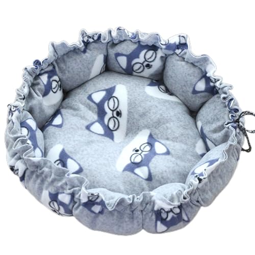 KANGQL Rundes Katzenbett, tiefes Schlafbett, für Hunde und Katzen, Winterhaus, Kordelzug-Design, Haustiermatte für Kätzchen, Welpen, Schlafzubehör von KANGQL