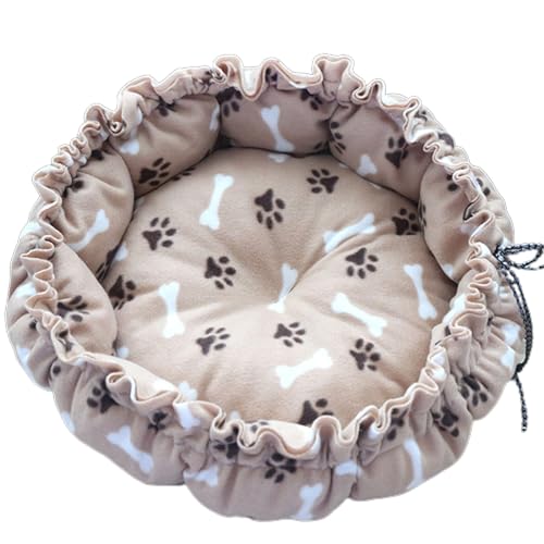 KANGQL Rundes Katzenbett, tiefes Schlafbett, für Hunde und Katzen, Winterhaus, Kordelzug-Design, Haustiermatte für Kätzchen, Welpen, Schlafzubehör von KANGQL