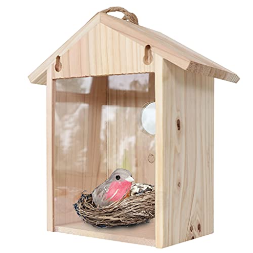 KANGQL Vogelhaus aus Holz für Außenfenster Vogel-Nistkasten durchsichtiges Vogelhaus mit starken Saugnäpfen für blaue Vögel von KANGQL