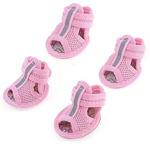 Hundeschuhe Sommer Pfotenschutz Für Hunde Wasserdicht Hundepfotenschutz Hundeschuhe rutschfest Hundestiefel für verletzte Pfoten wasserdicht pink,#4 von KANKOO