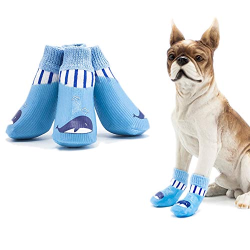 Hundestiefel Hundeschuhe Pfotenschutz Hundeschuhe rutschfeste Hundesocken Hundepfotenschutz Hund Regenstiefel Hundeschuhe für kleine Hunde Blue,#1 von KANKOO