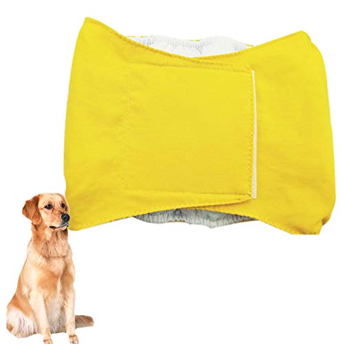 Hundewindeln Für Hündinnen Inkontinenz Hundewindeln Rüde Waschbare Hundewindeln Wiederverwendbare Hundewindeln Hundehose Rüde Windel Yellow,L von KANKOO