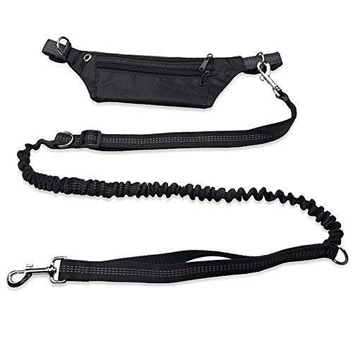 Joggingleine Hund Mit Bauchgu Joggingleine Hunde Hundeleine bequem Hund läuft Blei Hundetraining Lead Slip Lead für Hunde Hand Free Dog Walking Belt Black von KANKOO