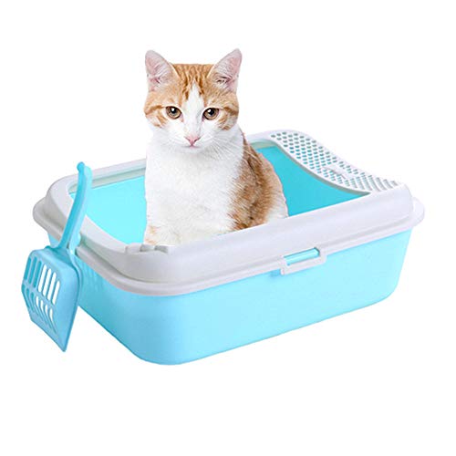 Katzentoilette Katzentoilette Offen Kätzchenstreutablett Selbstreinigende Katzenstreu Haustier Toilette Anti-Splash-Bettpfanne Katzentoilette Blue von KANKOO