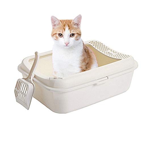 Katzentoilette Katzentoilette Offen Kätzchenstreutablett Selbstreinigende Katzenstreu Haustier Toilette Anti-Splash-Bettpfanne Katzentoilette White von KANKOO