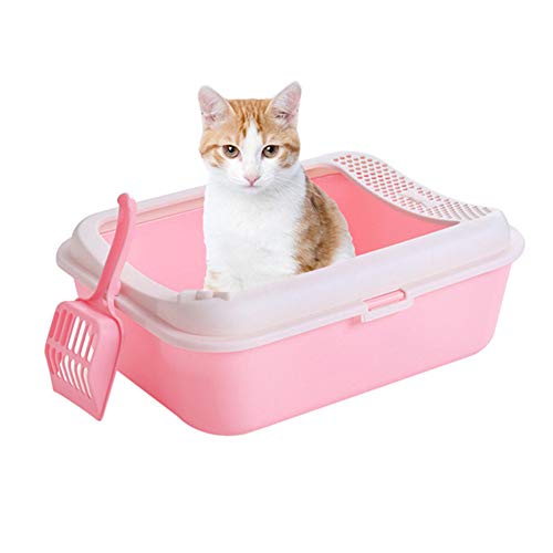 Katzentoilette Katzentoilette Offen Kätzchenstreutablett Selbstreinigende Katzenstreu Haustier Toilette Anti-Splash-Bettpfanne Katzentoilette pink von KANKOO