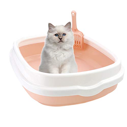 Katzentoilette Offen Katzentoilette Selbstreinigende Katzenstreu Eckstreu Tablett Cat Anti-Splash-Bettpfanne Kätzchen Zubehör Kätzchenstreutablett pink von KANKOO