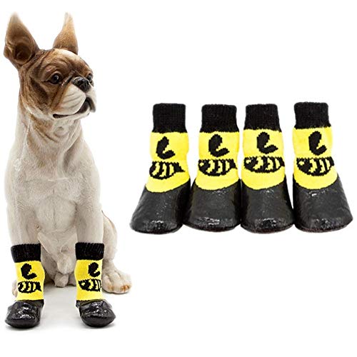 Pfotenschutz Hund Pfotenschutz Für Hunde Wasserdicht Hundepfotenschutz Hundeschuhe für kleine Hunde Haustierstiefel Hund Regenstiefel Hundeschuhe Yellow,#6 von KANKOO