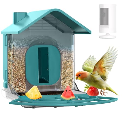 KANLVU Smart Vogelfutterspender Mit Vogelbeobachtung Kamera Wasserdicht Hängendes Design Große Kapazität Für Hinterhof, Ai-Erkennung Für Vogelliebhaber(Blau) von KANLVU