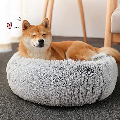 KANUBI 40/50cm Super Soft Plush Pet Bed Round Kennel Winter Warm Dog Puppy Sleeping Cushion for Small Cats Dogs von KANUBI