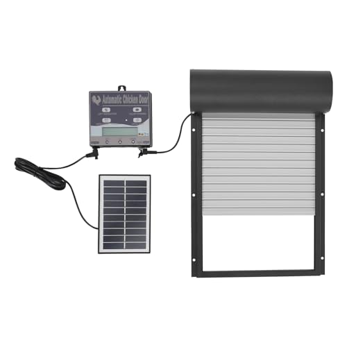 Automatische Hühnerklappe Solar mit LCD Display und Fernbedienung 4 Betriebsmodi Automatische Hühnerklappe Hühnertür Intelligente Einklemmschutzfunktion IP67 Elektrische Hühnerklappe 20.5x29.5cm von KAPIPALA