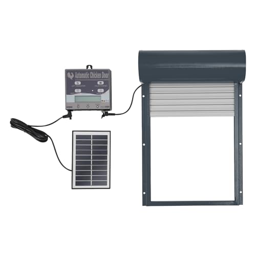 Solar Automatische Hühnerklappe mit LCD Display und Fernbedienung 4 Betriebsmodi Automatische Hühnerklappe Hühnertür Intelligente Einklemmschutzfunktion IP67 Automatische Hühnerstalltür 20.5x29.5cm von KAPIPALA