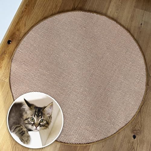 KARAT Katzen Kratzmatte rund 80cm Ø aus Natur Sisal Kratzteppich Kratzmöglichkeiten für Katzen Kratzmöbel für Wand oder Boden - robust & waschbar, Kork von KARAT