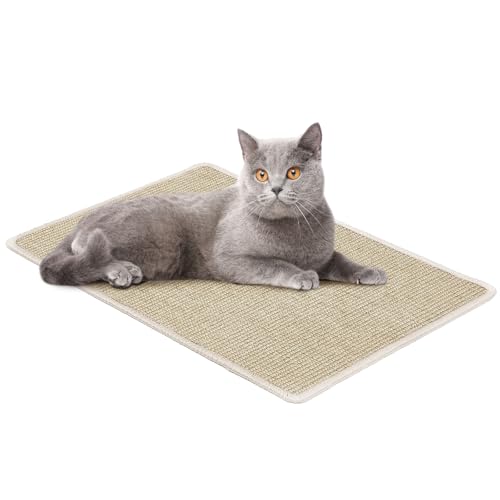 KARAT Kratzmatte für Katzen - 50 x 50 cm, Creme, Sisal Kratzteppich, Kratzpads, natürliche Sisalmatte - robust & strapazierfähig (Creme, 40 x 60 cm) von KARAT