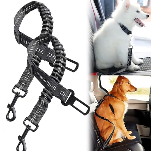 Hunde Sicherheitsgurt für Auto, Hunde Sicherheitsgurt, 2 Pcs Hundegurt fürs Auto, Hunde Sicherheitsgurt für Auto, Hundesicherheitsgeschirr für alle Hunde und Katzen, 52-88cm, Schwarz von KARELLS