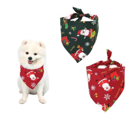 2 Stück Hundehalstuch Weihnachten,Weihnachtshund Bandanas,Weihnachten Bandana für Hund,Hundehalstuch,Hund Weihnachten Halstuch,Hunde Bandana Kopftücher,Bandana für Hund,Hunde Bandana Kopftücher von KARELLS