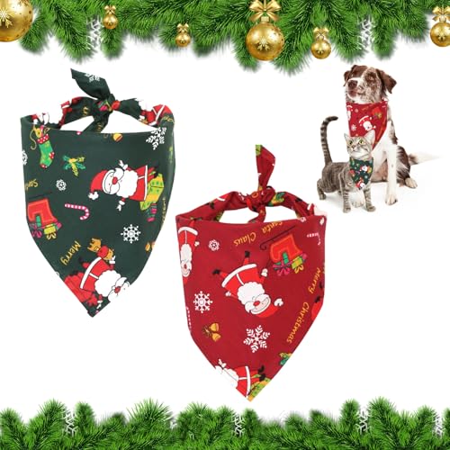 2 Stück Hundehalstuch Weihnachten,Weihnachtshund Bandanas,Weihnachten Bandana für Hund,Hundehalstuch,Hund Weihnachten Halstuch,Hunde Bandana Kopftücher,Bandana für Hund,Hunde Bandana Kopftücher von KARELLS