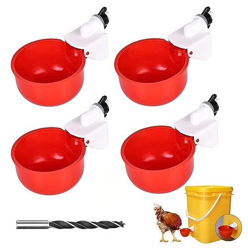 4 Stück Hühnertränke, DIY Hühnerwasserbecher, Automatische Geflügeltränke Set, Hühnerwasserbecher Geflügeltränke, Wassertränke Hühner, Hühner Tränke Hühnerzubehör, Automatische Geflügeltränke von KARELLS