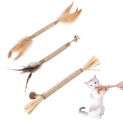 KARELLS Matatabi Katzensticks,Kausticks Set,Matatabi Katze Kauspielzeug,Katzenminze Spielzeug,Katzen Sticks,Katzen Kauhölzer Zahnpflege zum Zähneputzen,Für ​Katze Zu Spielen, Beißen, Kauen (3PCS) von KARELLS