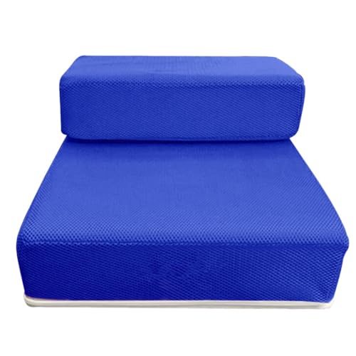 Faltbar Hundetreppe 2-Stufen Haustiertreppe für Kleine Hunde und Katze, Waschbar Katzentreppe Abnehmbar Tragbar Hunderampe für Bett, Sofa, Couch und Auto (Blau, 35 x 30 x20cm, 2) von KAREN66