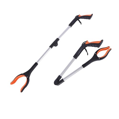 KAREN66 Faltbare Greifzange für Senioren 80cm Aluminium Müllzange, Greifer mit Magnetspitzen, Greifhilfe mit Ergonomischer Griff, für Senioren und Kinder Greifzange für Müll (Orange) von KAREN66