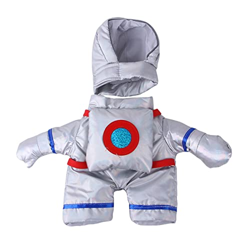 KAREN66 Hund Katze Astronaut Kostüm Haustier Astronaut Kleidung Halloween Hoodie Outfit Bekleidung - Haustier Verwandlung in einen Astronaut Standing für EIN lustiges Halloween Haustier (Silber, L) von KAREN66