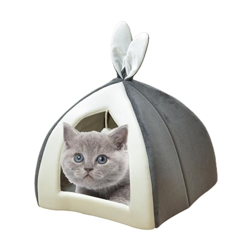 KARFRI Kitty Bed Cave, Small Pet Cave Bed with Pompon, Potable Rabbit Ear Shaped Covered Cat Bed Cave, Cat Shelter Cover, Pet Cave Small for All Season, Cat, Kitten, Rabbit and Bunny von KARFRI