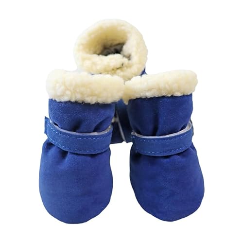KARSKI 4 Teile/Satz Winter Haustier Hund Schuhe Anti-Slip Regen Schnee Stiefel Schuhe Dicke Warme for Kleine Katzen Welpen Chihuahua Hunde Socken Booties (Color : Blau, Size : M) von KARSKI