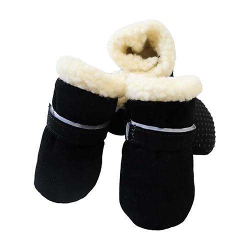 KARSKI 4 Teile/Satz Winter Haustier Hund Schuhe Anti-Slip Regen Schnee Stiefel Schuhe Dicke Warme for Kleine Katzen Welpen Chihuahua Hunde Socken Booties (Color : Schwarz, Size : L) von KARSKI