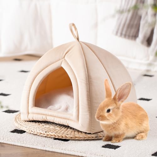 KASENTEX Gemütliches kleines Haustierbett, ultraweiches Plüschkissen für Katzen und Kleintiere, waschbare Schlafmatte, perfekt für Haustiere, 27,9 cm, Beige von KASENTEX