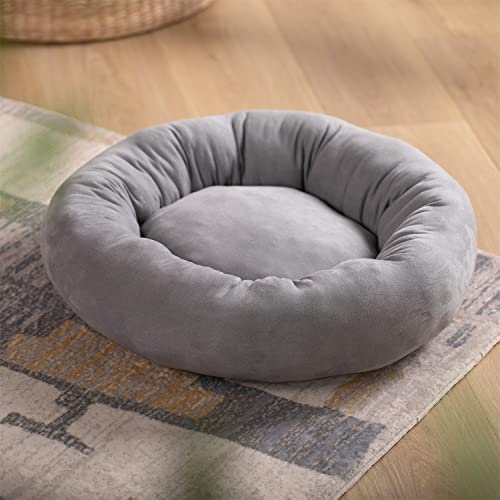 KASENTEX Hundebett, runde Hundebetten für große Hunde, Donut-Hundebett und Katzenbett, rutschfest und maschinenwaschbar, Grau, 91,4 x 91,4 cm von KASENTEX