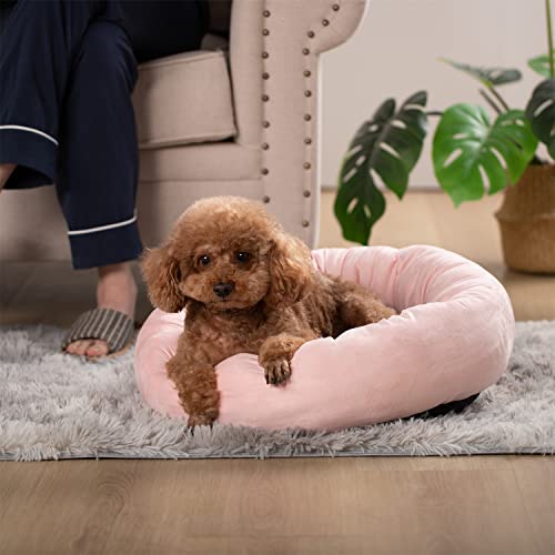 KASENTEX Hundebett, runde Hundebetten für kleine Hunde und Welpen, Donut-Hundebett und Katzenbett, rutschfest und maschinenwaschbar (Rosa, 50,8 x 50,8 cm) von KASENTEX