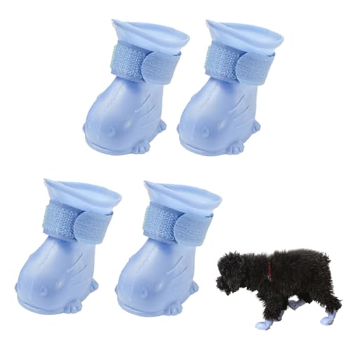 KASESSS 4 Stück Elastomer Hundeschuhe Pfotenschutz, Weicher Hundeschuhe, Pfotenschutz Hund Verletzung, Pfotenschutz für Hunde, Hundeschuhe Wasserdicht Hunde Schuhe für Füße mit Einer Breite von 5.5cm von KASESSS