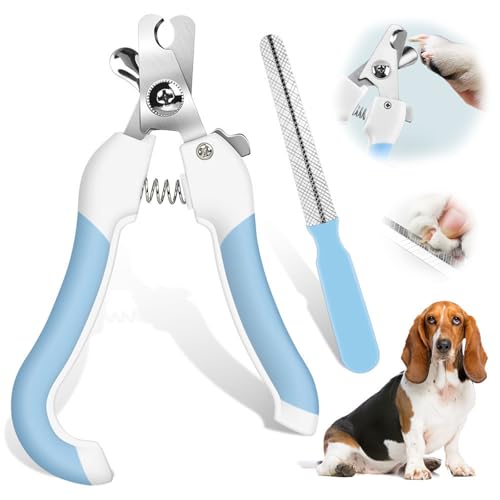 KASESSS Krallenschere Katzen, Profi Katzenkrallen Schneider, Sicherheits Katzen Krallenschneider, Katzen Nagelschere mit Datei, Cat Nail Clipper für Hunde Welpen Katzen Kaninchen und Kleintiere, Blau von KASESSS