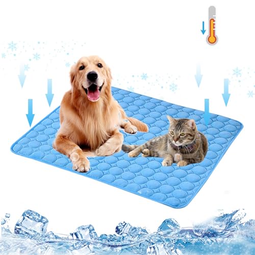 KASESSS Selbstkühlende Kühlmatte Hund, Bequem Kühlmatte für Hunde, Weich Kühldecke Hund, Hundekühlmatte Groß 70x55CM, Blau Kühldecke für Hunde, Cooling Mat for Dogs, Kühlmatte Katze für Zuhause, Auto von KASESSS