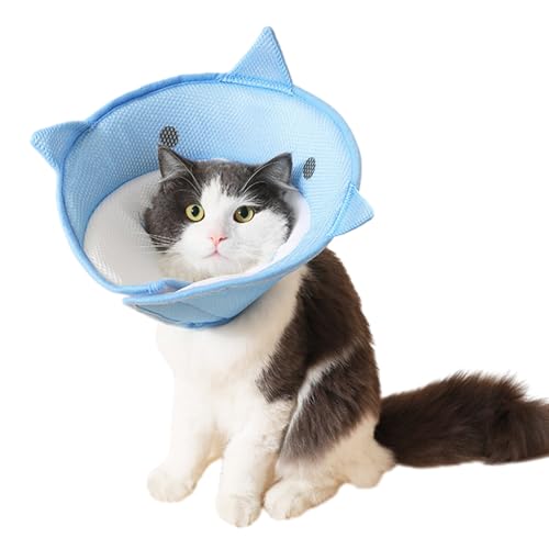 Verstellbares Katzenhalsband für Haustiere, elisabethanisches Halsband, Antibeißen, Erholungszubehör für Hunde und Katzen, weicher Nackenschutz, tragbares Haustierhalsband für nach Operationen von KASFDBMO
