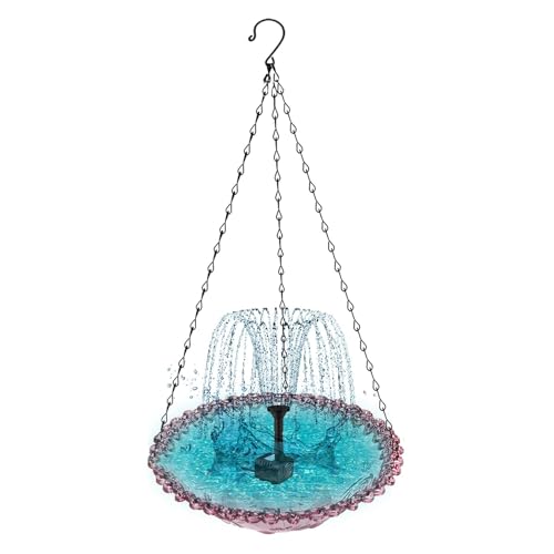 KASNLSAC Wetterfestes Vögel Bad Solar Brunnen hängen im Freien Hummingbird Bowl Sonne Wasser angelegtes Wasser für Rasen Terrasse Garten Dekor Langlebige Design Easy Setup Violett von KASNLSAC