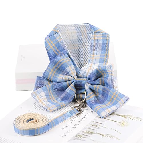 Haustierzubehör Hundekabelbaum und Leine Set atmungsablöschbar geprüfte Bowknot -Katzengurte for Hundeweste Puppy Hundekleidung Brustgurt (Color : Light Blue, Size : A) von KASUK