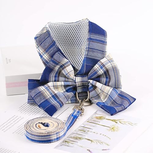 Haustierzubehör Hundekabelbaum und Leine Set atmungsablöschbar geprüfte Bowknot -Katzengurte for Hundeweste Puppy Hundekleidung Brustgurt (Color : Navy Blue, Size : M1) von KASUK