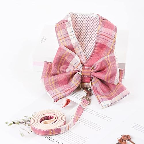 Haustierzubehör Hundekabelbaum und Leine Set atmungsablöschbar geprüfte Bowknot -Katzengurte for Hundeweste Puppy Hundekleidung Brustgurt (Color : Pink, Size : A) von KASUK