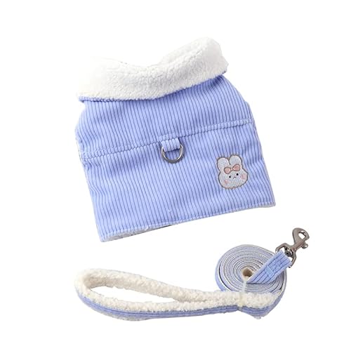 Haustierzubehör Warm Hundekleidung Fleece süße Hunde Weste Kabelbaum Set for Herbst- und Winterkatze Kleidung (Color : Blue, Size : A) von KASUK