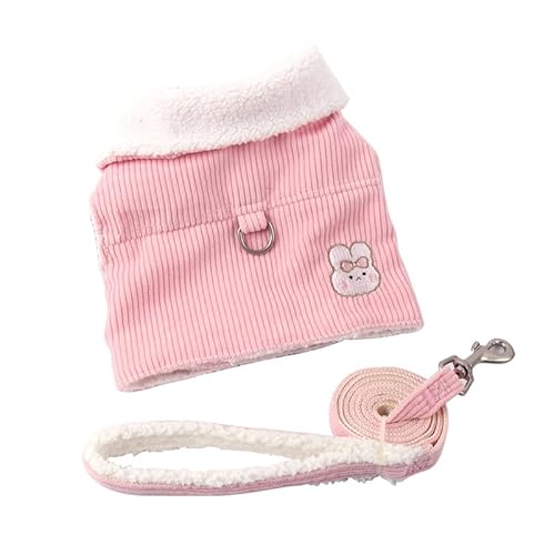 Haustierzubehör Warm Hundekleidung Fleece süße Hunde Weste Kabelbaum Set for Herbst- und Winterkatze Kleidung (Color : Pink, Size : M1) von KASUK