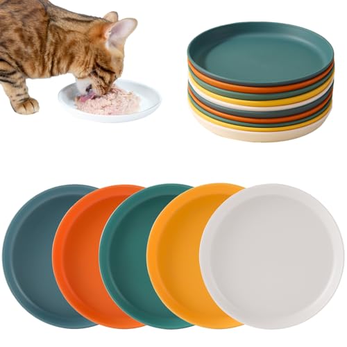 KASURE 14 Stück katzennapf 15cm Katzenschüssel futternapf Katze katzenteller Katzenfutter Teller Cat Bowl für Kätzchen und kurzbeinige Katzen für Trockenfutter und Nassfutter von KASURE