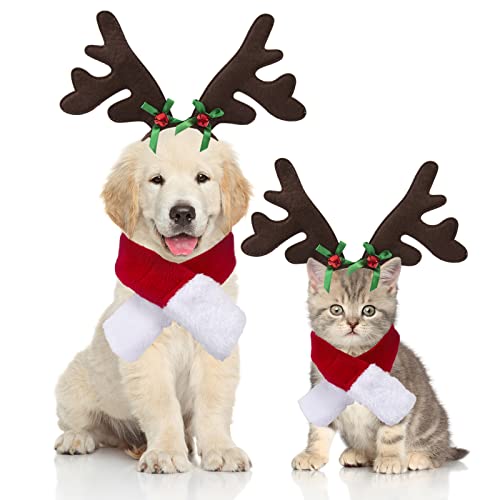 KATELUO Haustier-Stirnband, Weihnachtsgeweih, Mütze, Weihnachtsmütze, Kopfbedeckung, Kopfbedeckung für Katzen und Hunde (Stil 3) von KATELUO