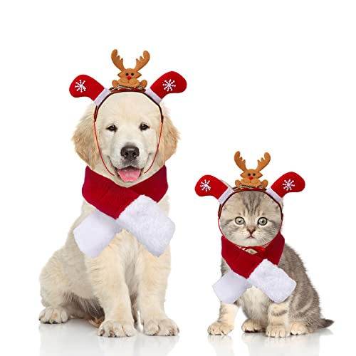 KATELUO Haustier-Stirnband, Weihnachtsgeweih, Mütze, Weihnachtsmütze, Kopfbedeckung, Kopfbedeckung für Katzen und Hunde (Stil 4) von KATELUO