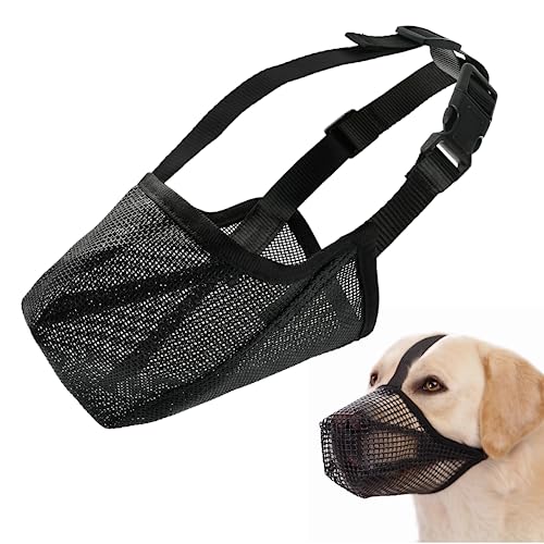 Maulkorb für Hunde, Dog Maulkorb, Maulkörbe für Hunde, Mesh Hundemaulkorb, Hund Maulkorb, Atmungsaktive Haustier Maske, Perfekt für Kleine, Mittler Hunde, Verhindert Das Beißen, Kauen (L) von KATELUO