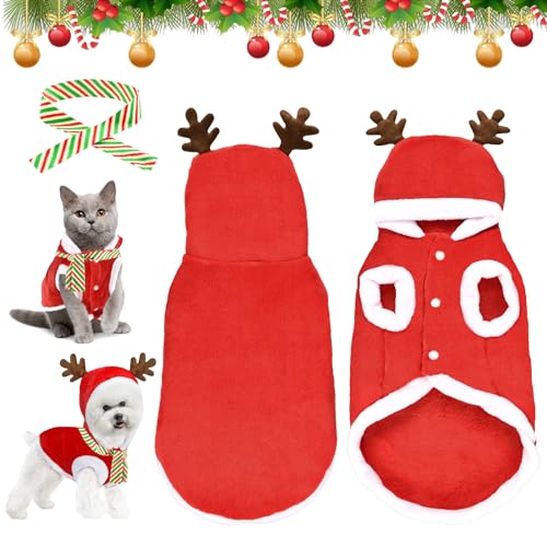 Weihnachtskostüm Hund Katze, Weihnachten Haustier Anzug, Haustier Weihnachtskostüm, Katze Weihnachtskostüm Outfit, Haustier Weihnachten Outfit, Christmas Cat Costume, für Katzen und Welpen (XXL) von KATELUO